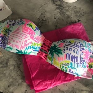 Lilly Pulitzer- sandy lattice bandeau top